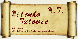 Milenko Tulović vizit kartica